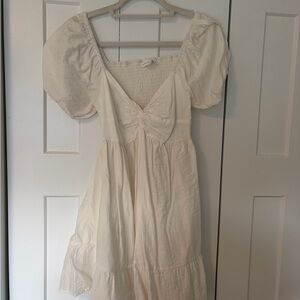 Altar'd State White Puff Sleeve Mini Dress